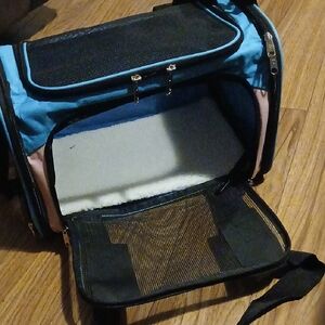 New Pet Carrier Bag - Blue, Black and Pink